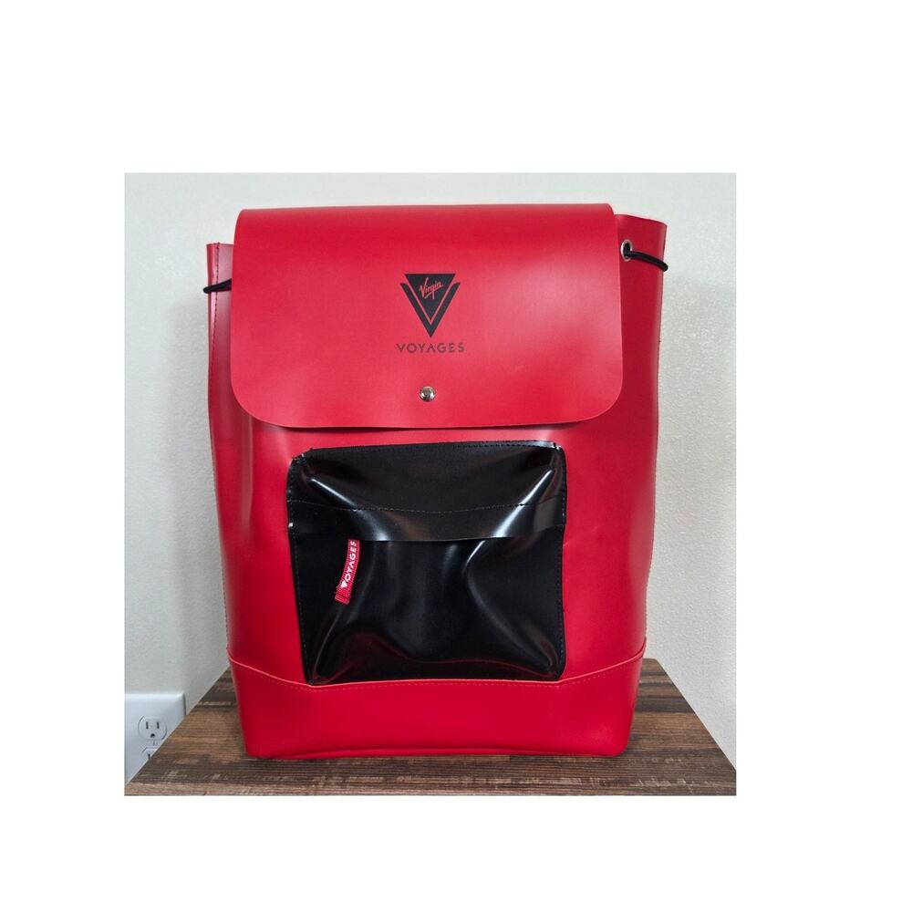 Virgin Voyages Vegan Leather Red & Black Travel Backpack